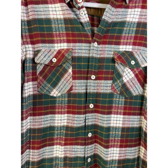Merona Flannel Shirt Shacket Elbow Patches Red Plaid Western Holiday Size Large - Picture 7 of 11